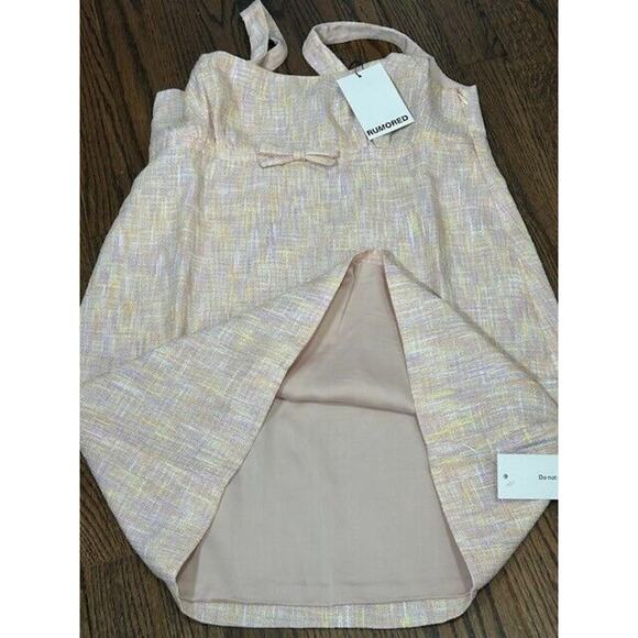 Rumored Womens Summer Heights Mini Dress Tweed Square Neck Sherbet Size 8 NWT - Picture 4 of 11